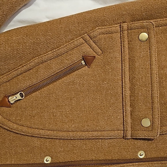 J. Crew Brown Pea Coat with Faux Fur Hood - Picture 4 of 7